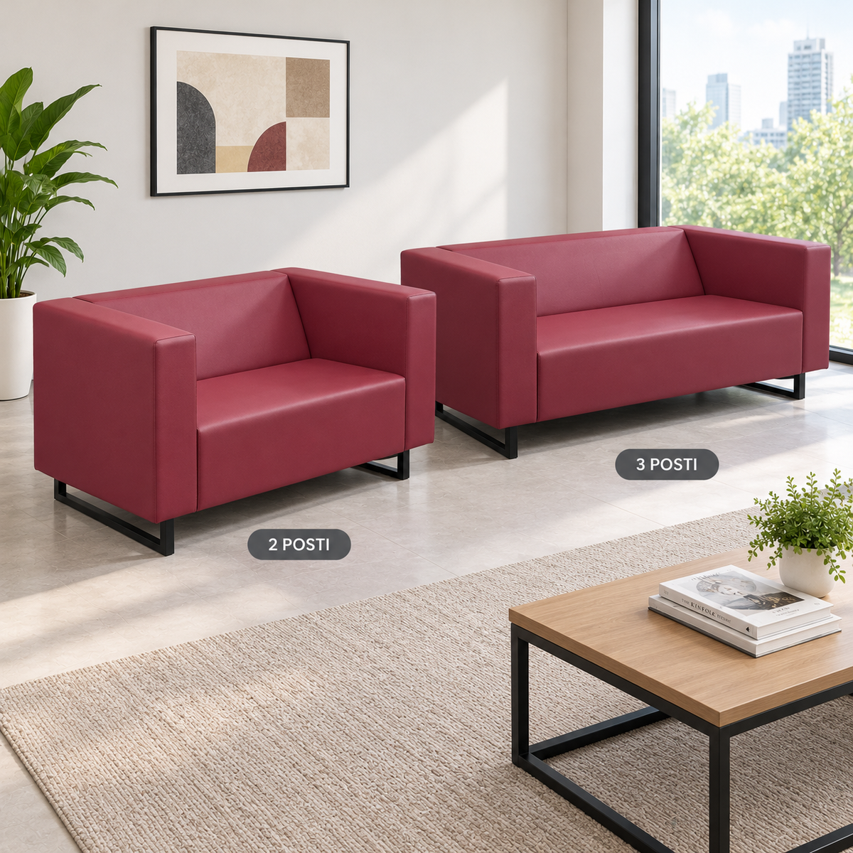 Set Divani VESTA 3+2 Posti in Ecopelle – Finiture Impunturate EuroPoltrone S.R.L.